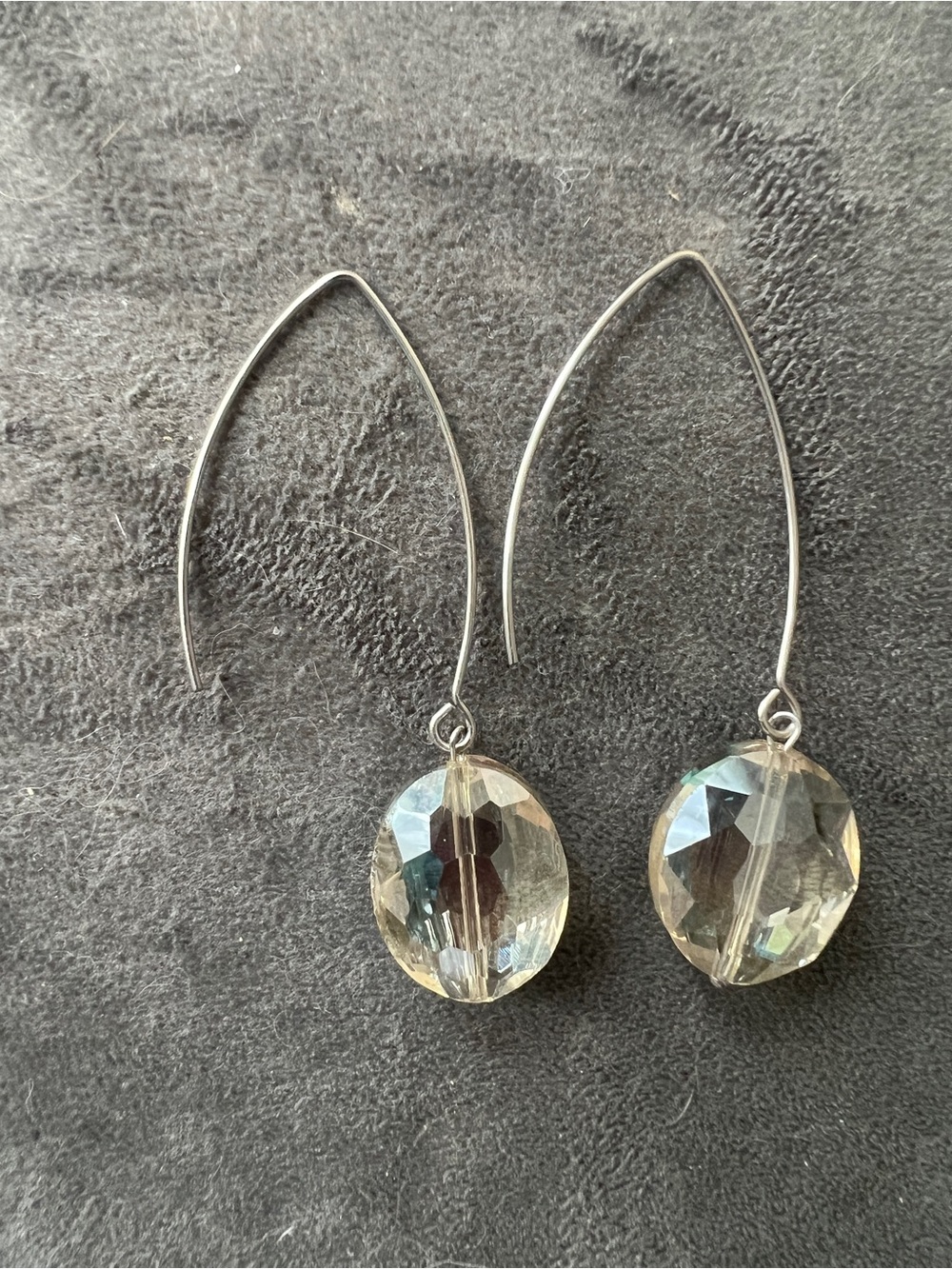 Katia designs Faceted Clear Crystal Drop Earrings on Silver Hooks